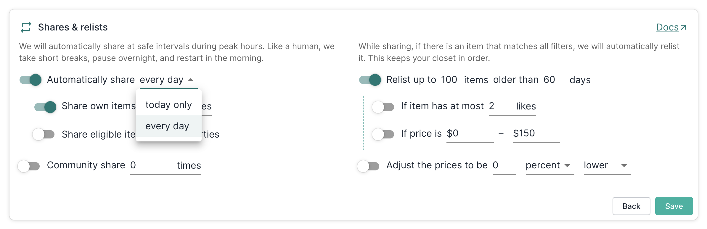 Sharing configuration